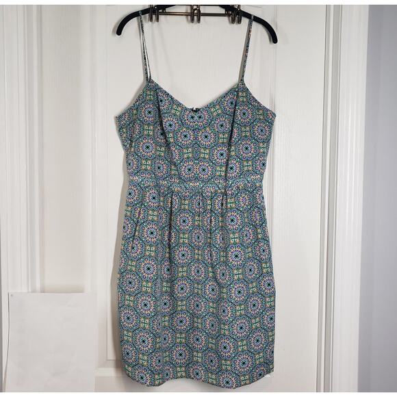 J. Crew Factory Dress Womens 12 Green Mini Seaside Cami Pockets Spaghetti Strap - Picture 1 of 16